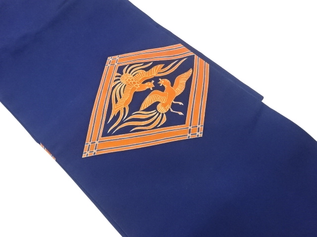 JAPANESE KIMONO / VINTAGE NAGOYA OBI / SHIOZE / EMBROIDERY / KINSAI / PHOENIX & RHOMBUS
